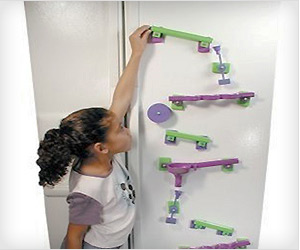 fridge magnet rails game, moving marble